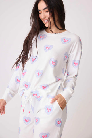 P.J. Salvage Peace & Love Hearts Thermal Long Sleeve Top