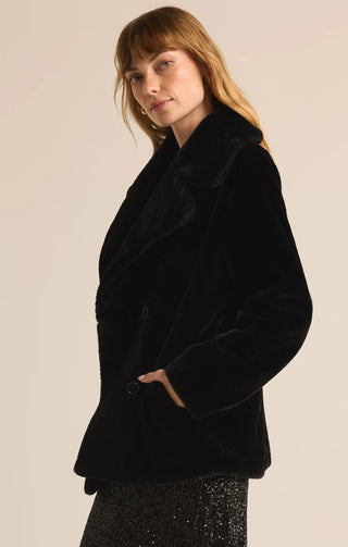 Z Supply Gem Double Breasted Faux Fur Coat