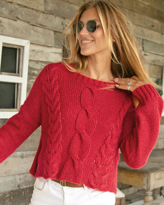 Woodenships Aspen Cropped Cable Crew Chunky Sweater