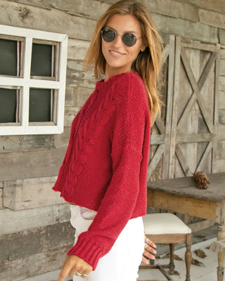 Woodenships Aspen Cropped Cable Crew Chunky Sweater