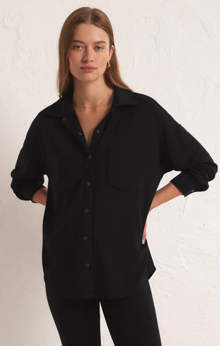 Z Supply WFH Modal Shirt Jacket in Black - Shop Doll OC