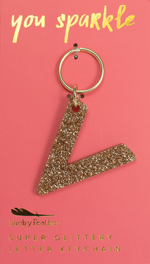 LUCKY FEATHER GLITTER LETTER KEYCHAIN - Shop Doll OC