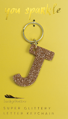 LUCKY FEATHER GLITTER LETTER KEYCHAIN - Shop Doll OC