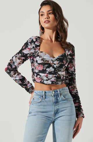 ASTR ERICA FLORAL RUCHED TOP - Shop Doll OC